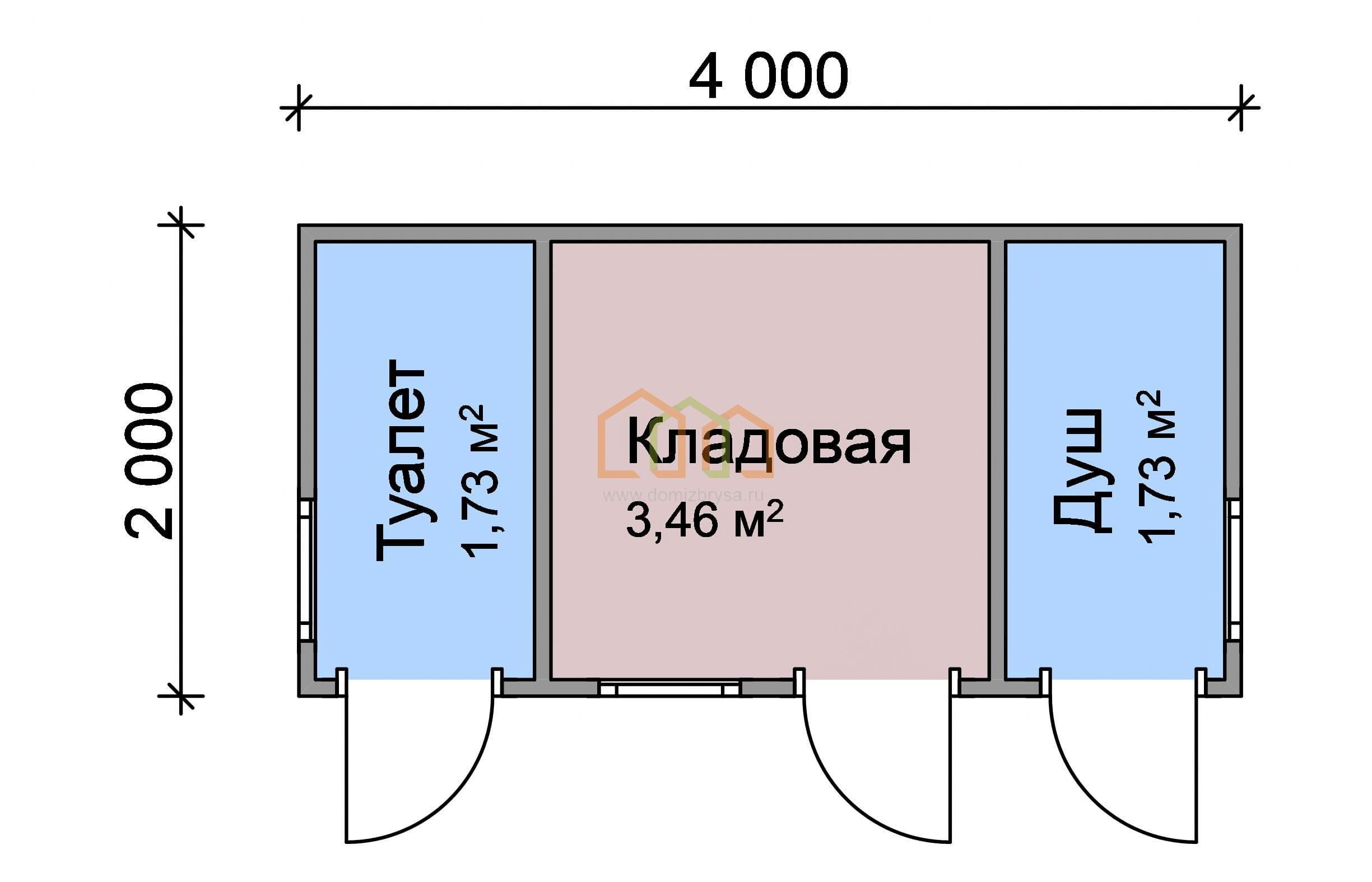 Хозблок для дачи Белла 2x4 Площадь: 8 м² в готовом виде с душем, туалетом и  кладовкой под ключ в Балаково